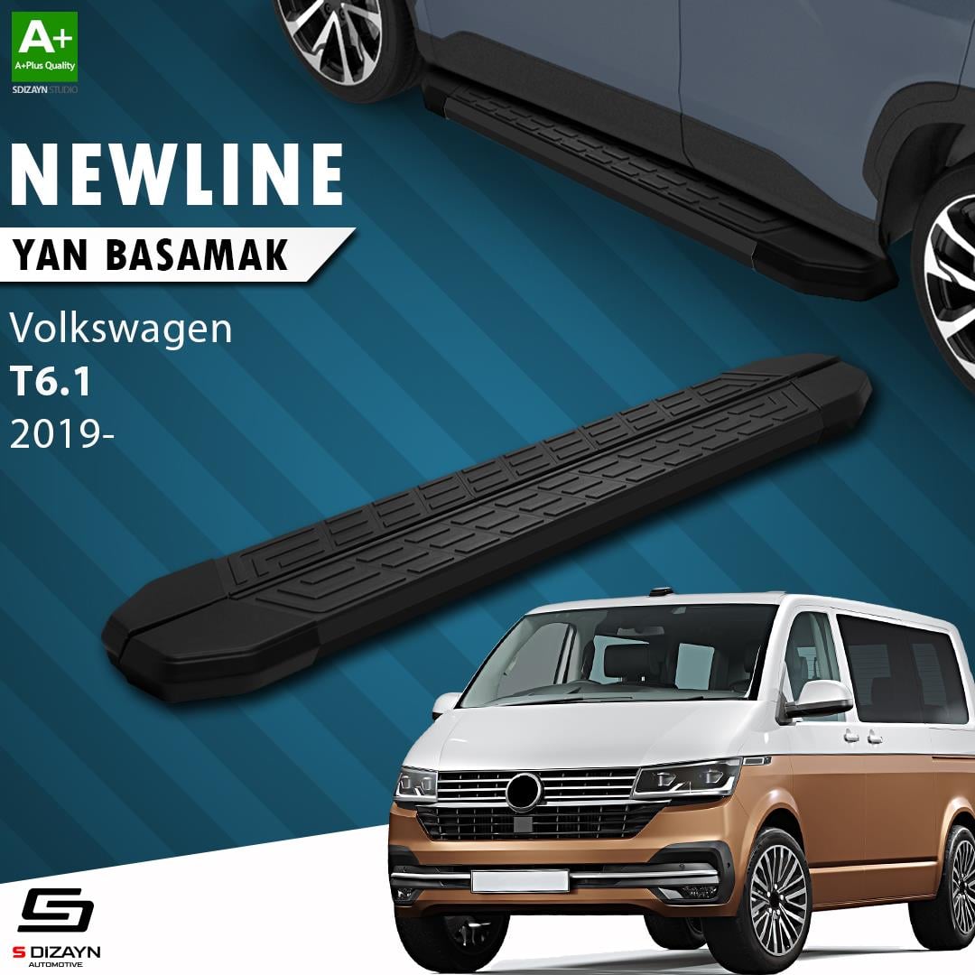 VW Transporter T6.1 Kısa Şase NewLine Siyah Yan Basamak 213 Cm 2019-2025 A+ Kalite