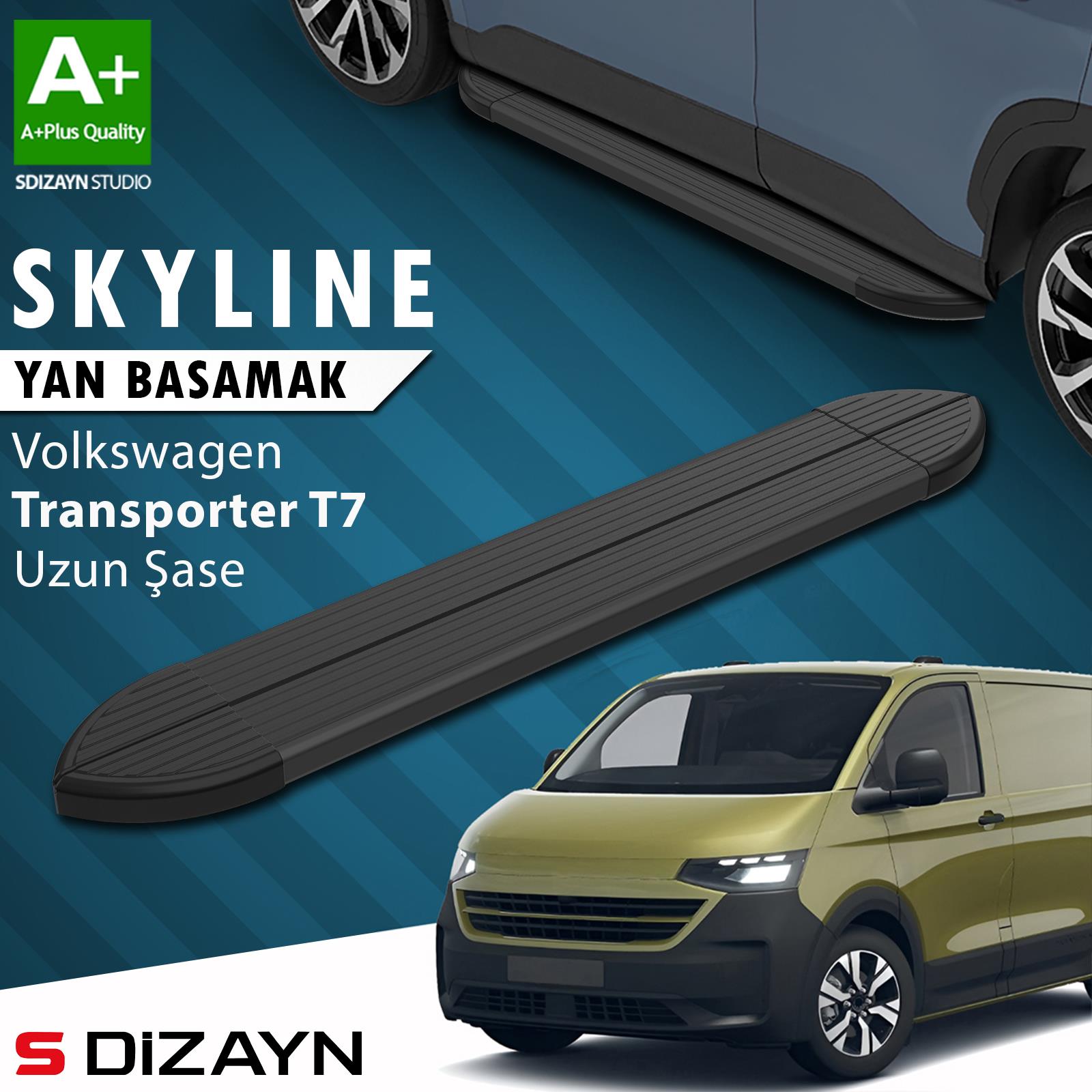 VW Transporter T7 Skyline Siyah Yan Basamak 263 Cm 2024 Üzeri A+ Kalite