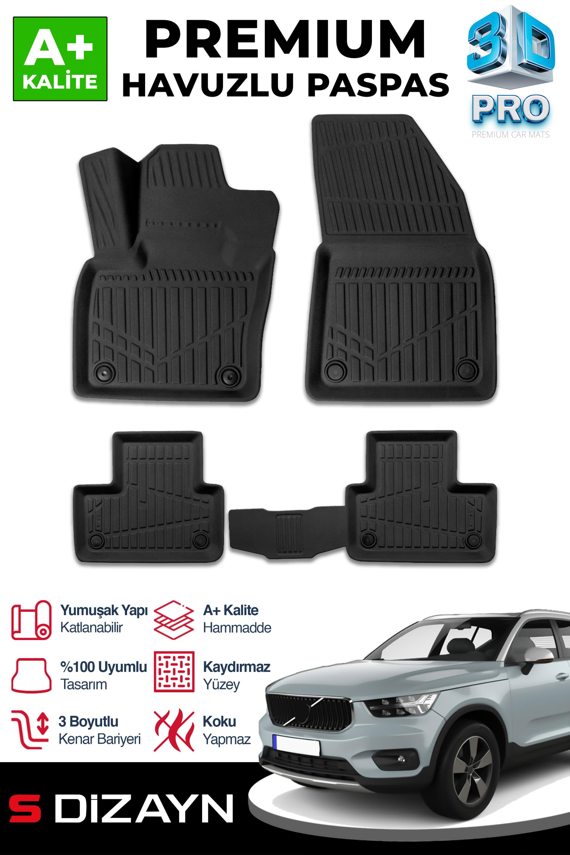 S-Dizayn Volvo XC40 3D Pro Havuzlu Paspas 2018 Üzeri A+ Kalite