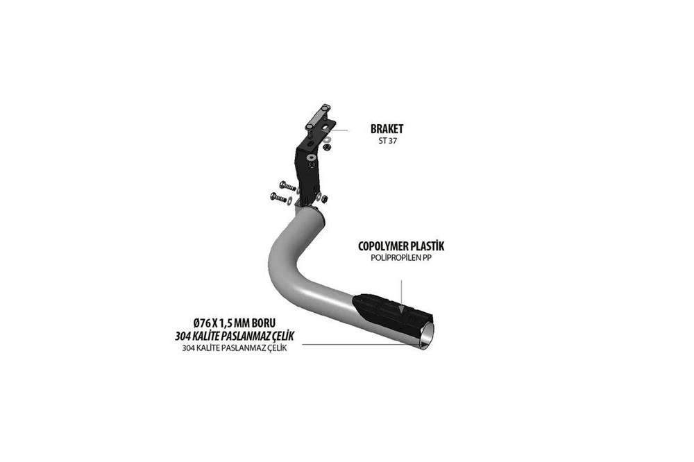 OMSA VW Amarok Amazon Arka Koruma Çap:76 Siyah 2010-2021 Arası