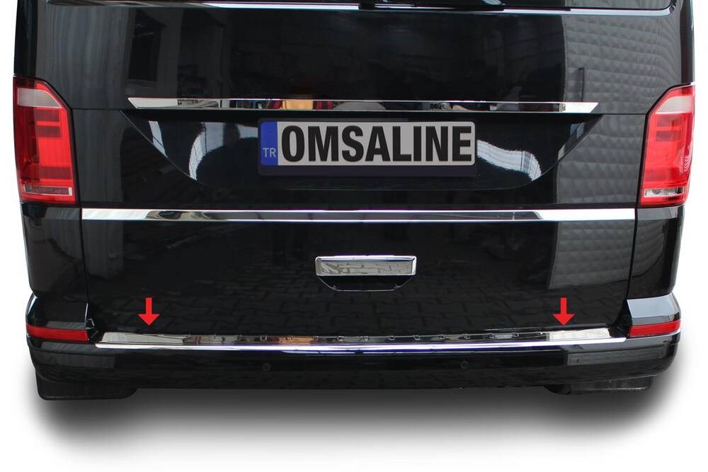OMSA VW T6 Transporter Krom Arka Tampon Eşiği Taşlı Çift Kapı 2015-2019 Arası