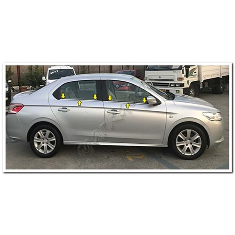 WOC Chrome Citroen C-Elysee Krom Cam Çıtası 2012-2024 4 Parça Paslanmaz Çelik