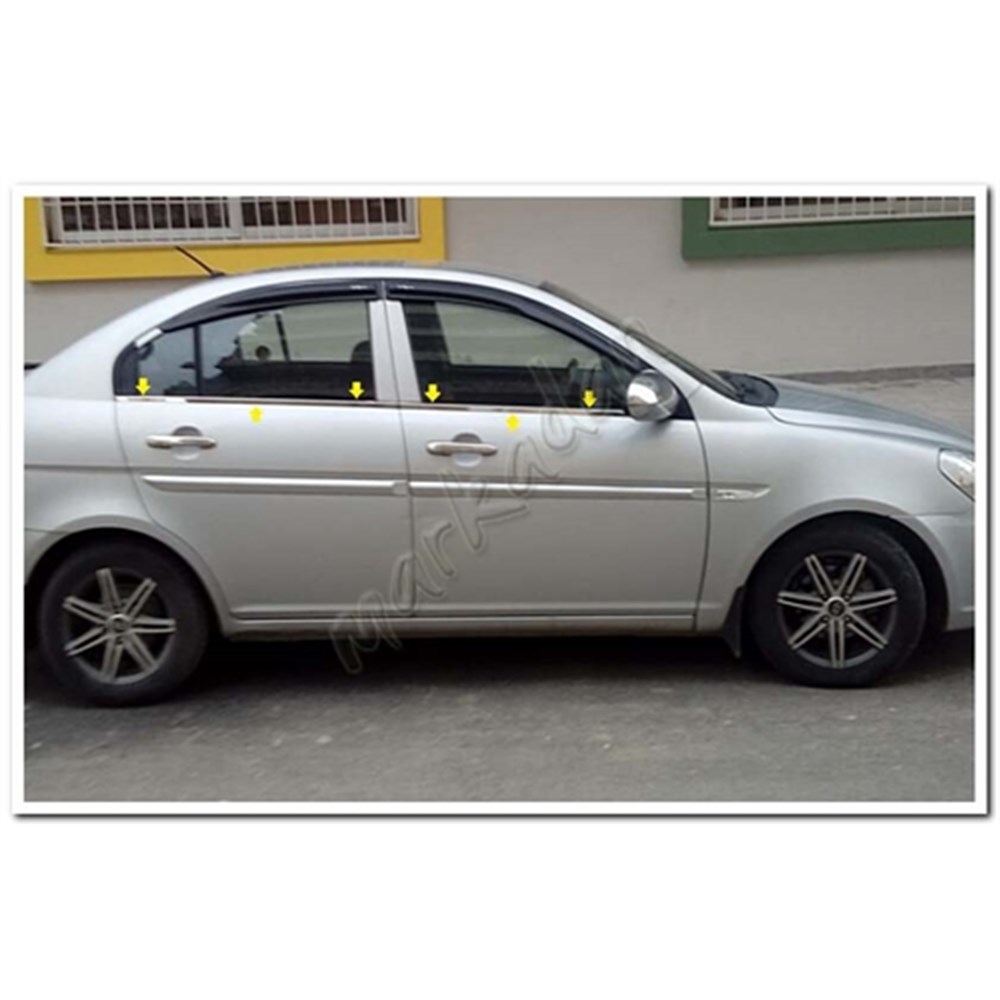 WOC Chrome Hyundai Accent Era Krom Cam Çıtası 2005-2011 4 Parça Paslanmaz Çelik