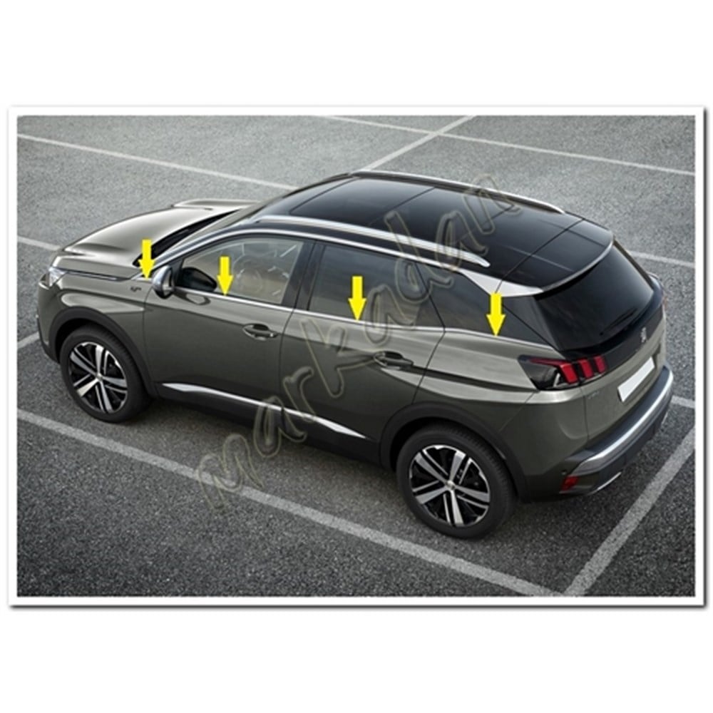 WOC Chrome Peugeot 3008 Krom Cam Çıtası 2016-2024 8 Parça Paslanmaz Çelik