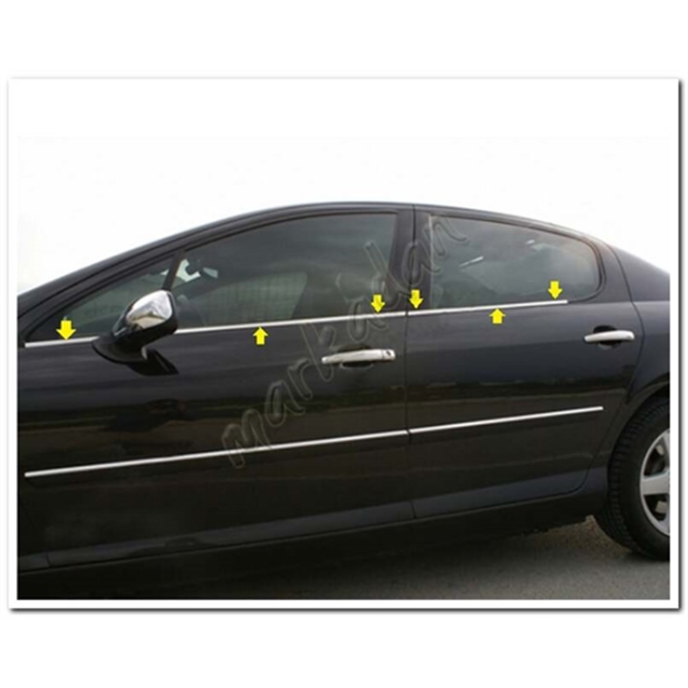 WOC Chrome Peugeot 407 Krom Cam Çıtası 2004-2010 4 Parça Paslanmaz Çelik