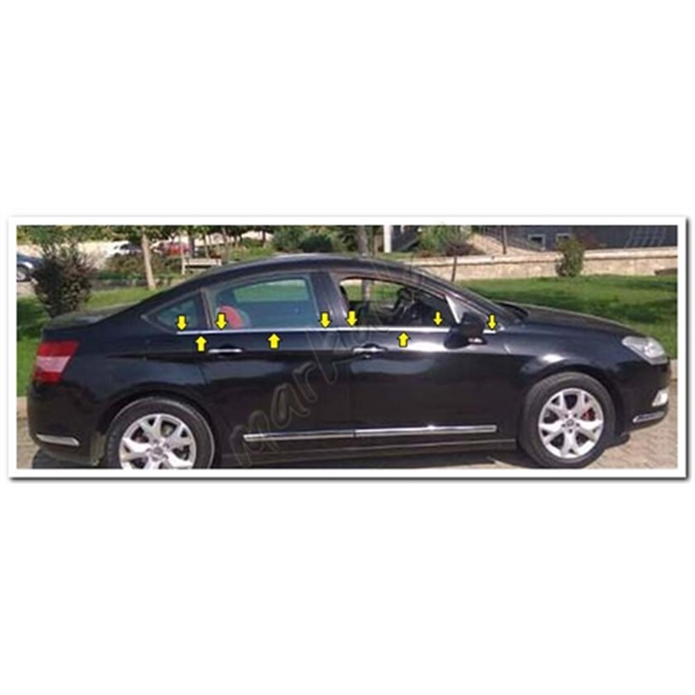 DB Chrome Citroen C5 Cam Çıtası Nikelajı 2008-2019 6 Parça P.Çelik