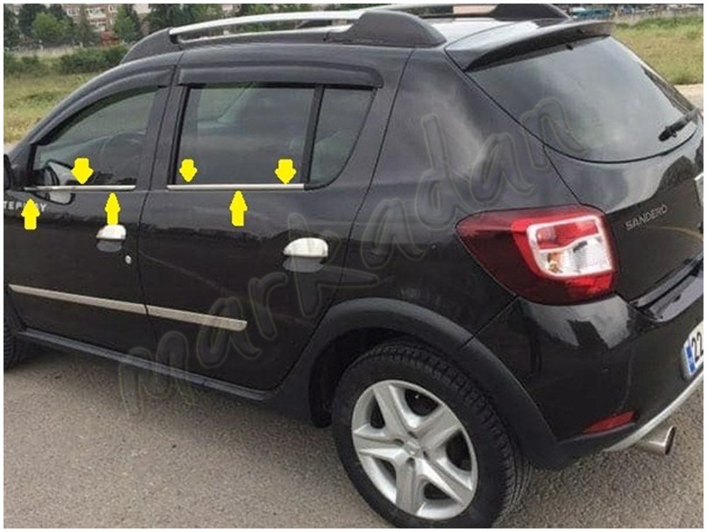 DB Chrome Dacia Sandero Cam Çıtası Nikelajı 2012-2020 4 Parça P.Çelik