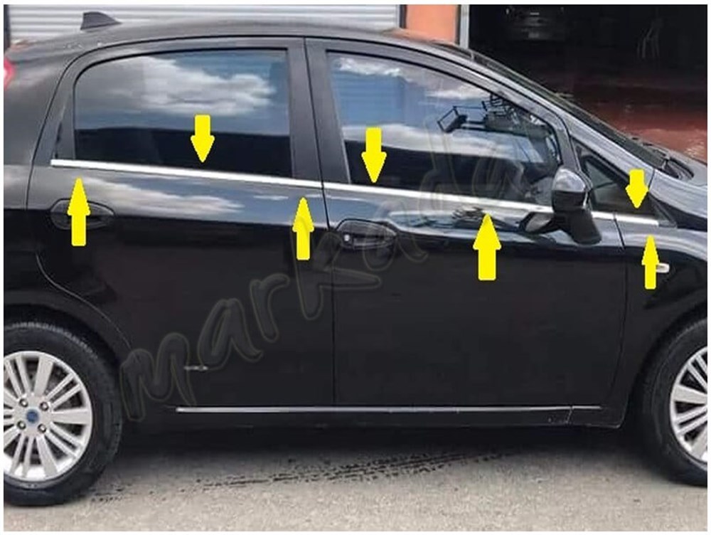 DB Chrome Fiat Grande Punto Cam Çıtası Nikelajı 2006-2017 6 Parça P.Çelik