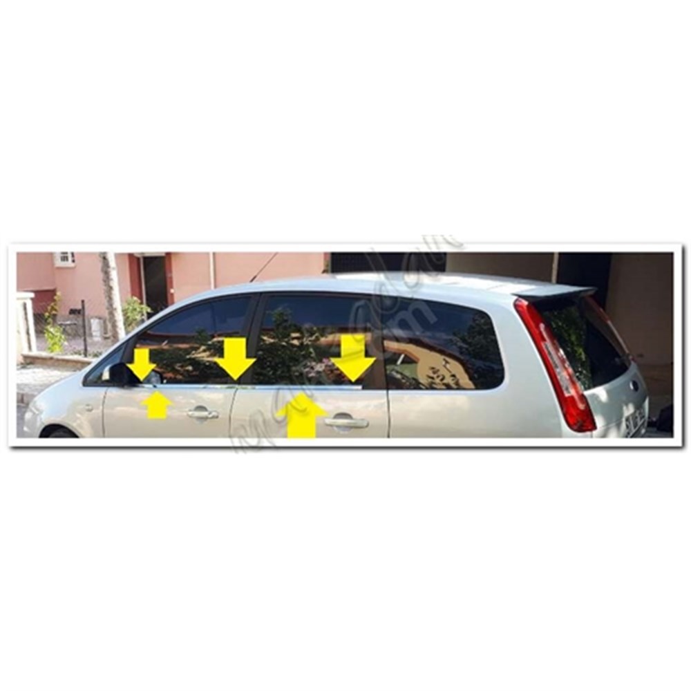 DB Chrome Ford C-Max Cam Çıtası Nikelajı 2003-2010 4 Parça P.Çelik