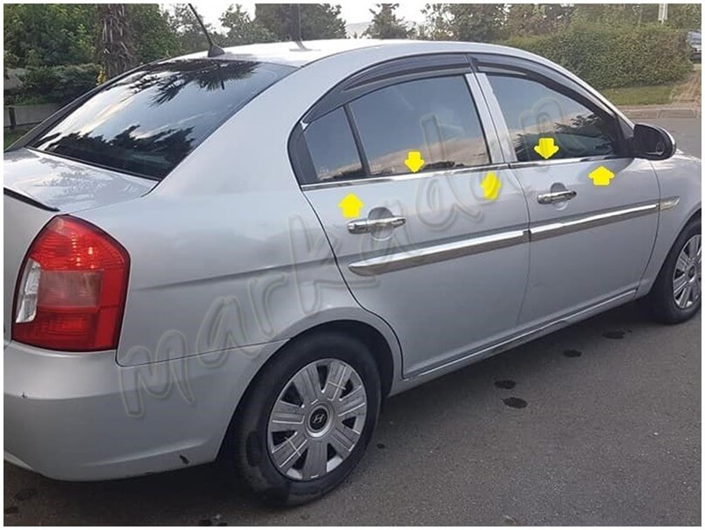 DB Chrome Hyundai Accent Era Cam Çıtası Nikelajı 2005-2011 4 Parça P.Çelik