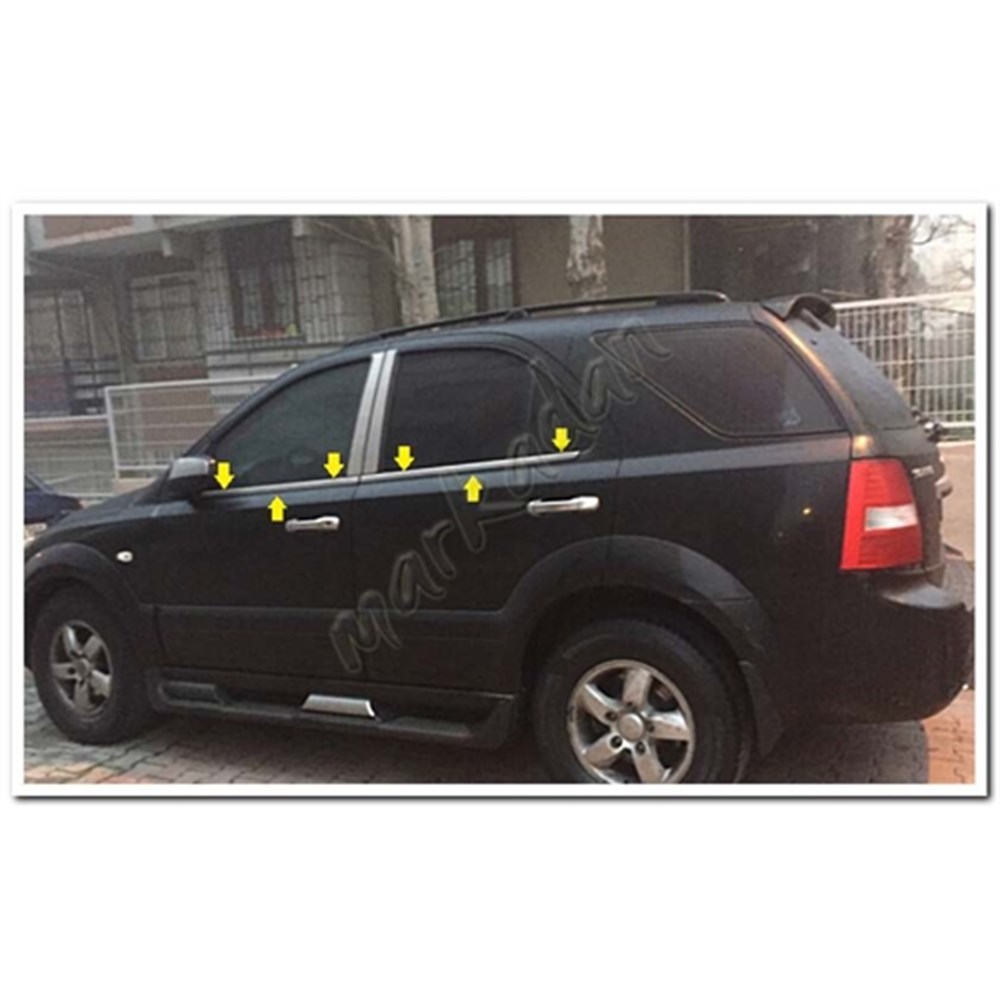 DB Chrome Kia Sorento Cam Çıtası Nikelajı 2002-2009 4 Parça P.Çelik