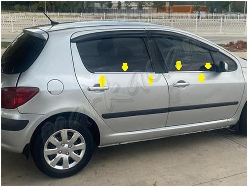 DB Chrome Peugeot 307 Cam Çıtası Nikelajı 2001-2008 4 Parça P.Çelik