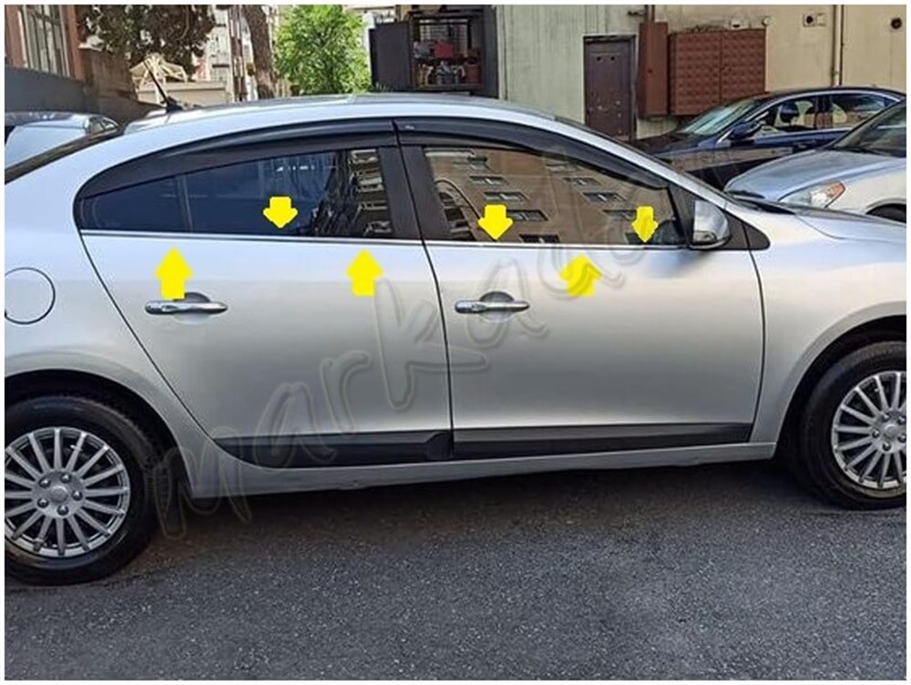 DB Chrome Renault Fluence Cam Çıtası Nikelajı 2010-2016 4 Parça P.Çelik