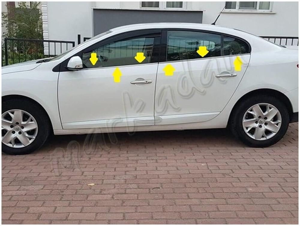 DB Chrome Renault Fluence Cam Çıtası Nikelajı 2010-2016 4 Parça P.Çelik