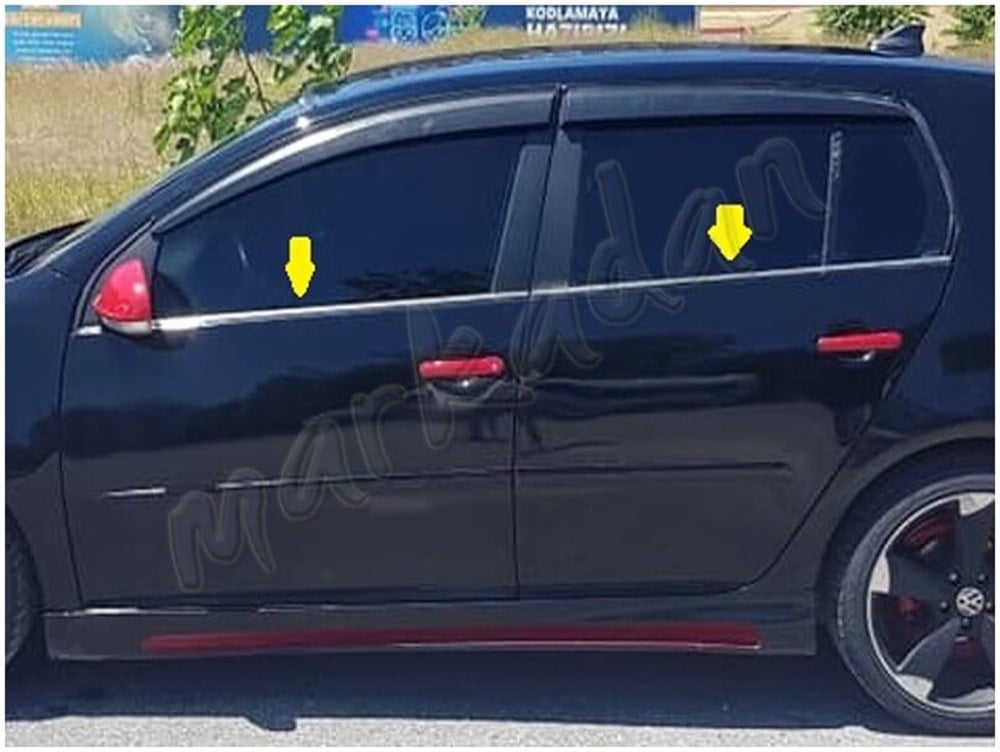 DB Chrome VW Golf 5 Cam Çıtası Nikelajı 2004-2009 4 Parça P.Çelik