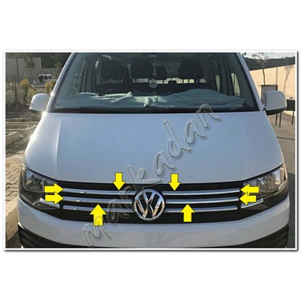 DB Chrome VW T6 Transporter Trendline Ön Panjur Nikelajı 2015-2019 4 Parça P.Çelik