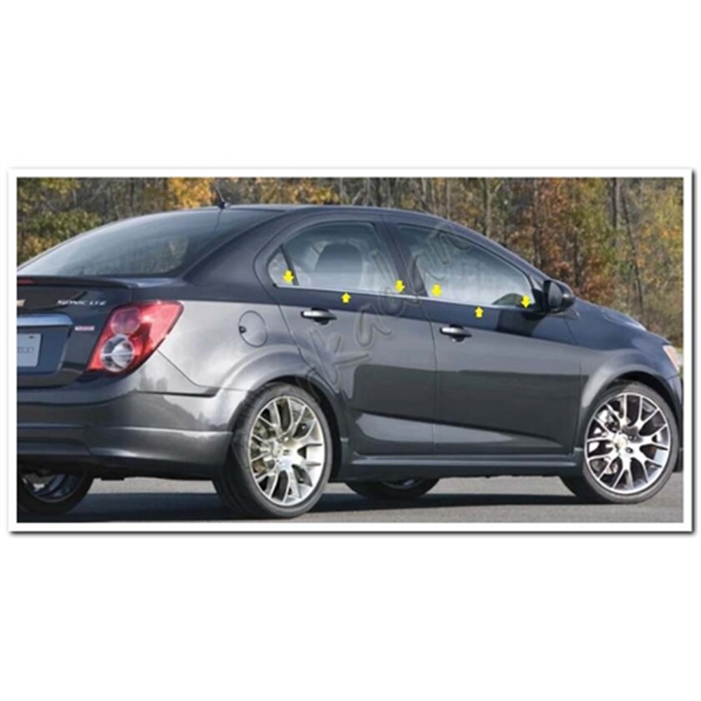 Markadan Chevrolet Aveo Sedan Krom Cam Çıtası 2006-2011 4 Parça Paslanmaz Çelik
