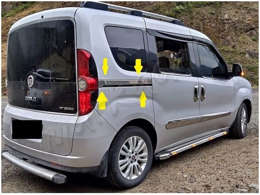 Markadan Fiat Doblo Krom Sürgülü Kapı Çıtası 2010-2023 2 Parça Paslanmaz Çelik