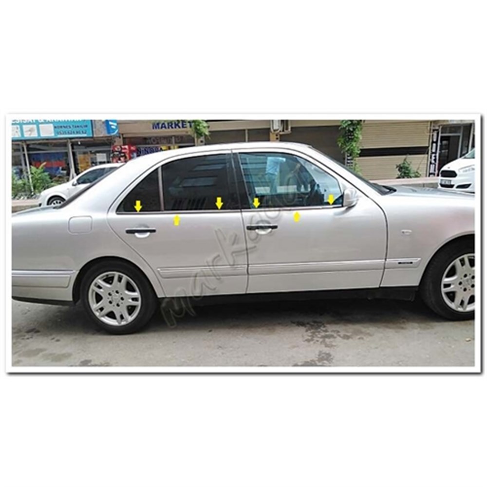 Markadan Mercedes E W210 Krom Cam Çıtası 1995-2001 4 Parça Paslanmaz Çelik