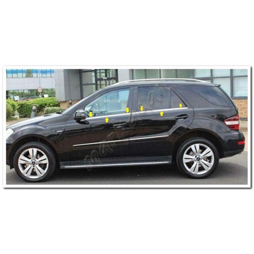 Markadan Mercedes ML Klasse W164 Krom Cam Çıtası 2006-2011 4 Parça Paslanmaz Çelik