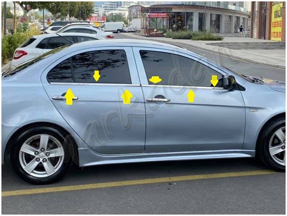 Markadan Mitsubishi Lancer Krom Cam Çıtası 2008-2020 4 Parça Paslanmaz Çelik