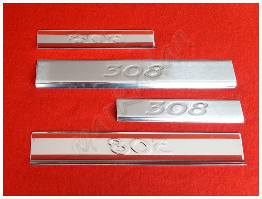 Markadan Peugeot 308 Krom Kapı Eşiği Baskı 2007-2013 4 Parça Paslanmaz Çelik