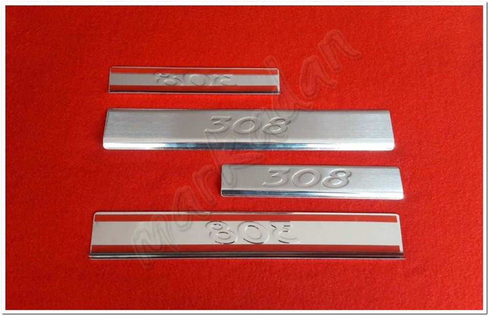 Markadan Peugeot 308 Krom Kapı Eşiği Baskı 2007-2013 4 Parça Paslanmaz Çelik