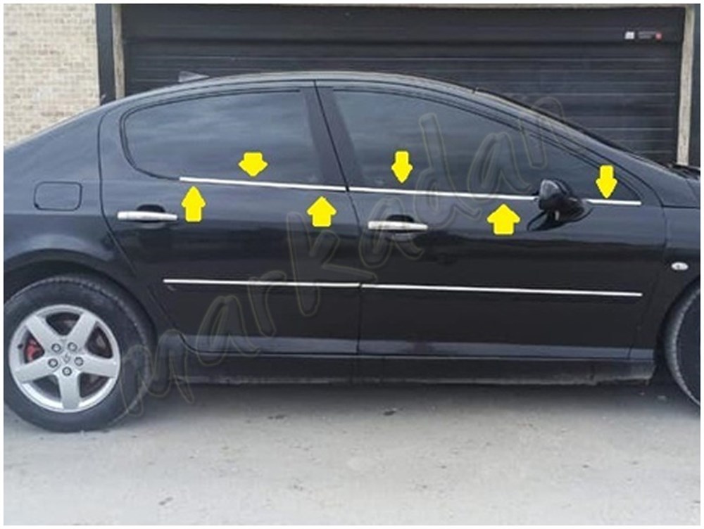 Markadan Peugeot 407 Krom Cam Çıtası 2004-2010 4 Parça Paslanmaz Çelik