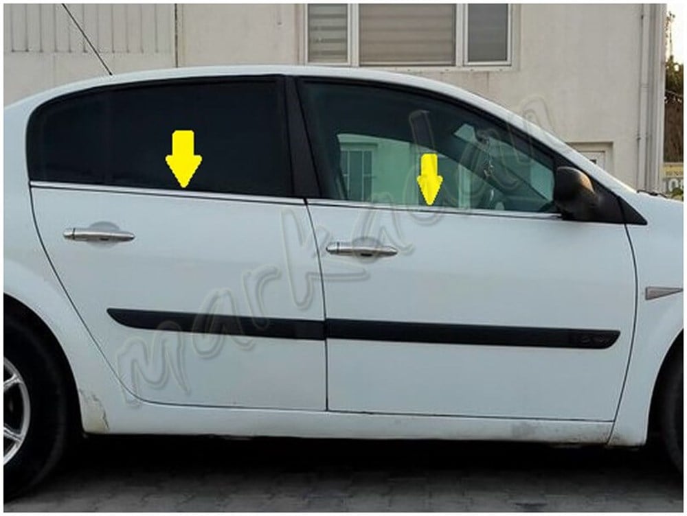 Markadan Renault Megane 2 Sedan Krom Cam Çıtası 2004-2010 4 Parça Paslanmaz Çelik