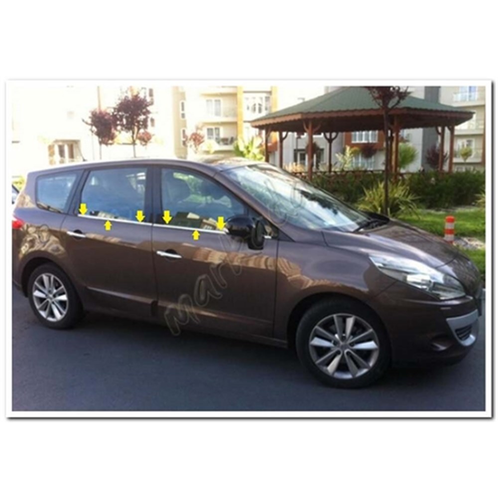 Markadan Renault Scenic 3 Krom Cam Çıtası 2009-2016 4 Parça Paslanmaz Çelik