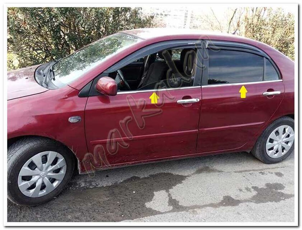 Markadan Toyota Corolla Sedan Krom Cam Çıtası 2002-2006 4 Parça Paslanmaz Çelik