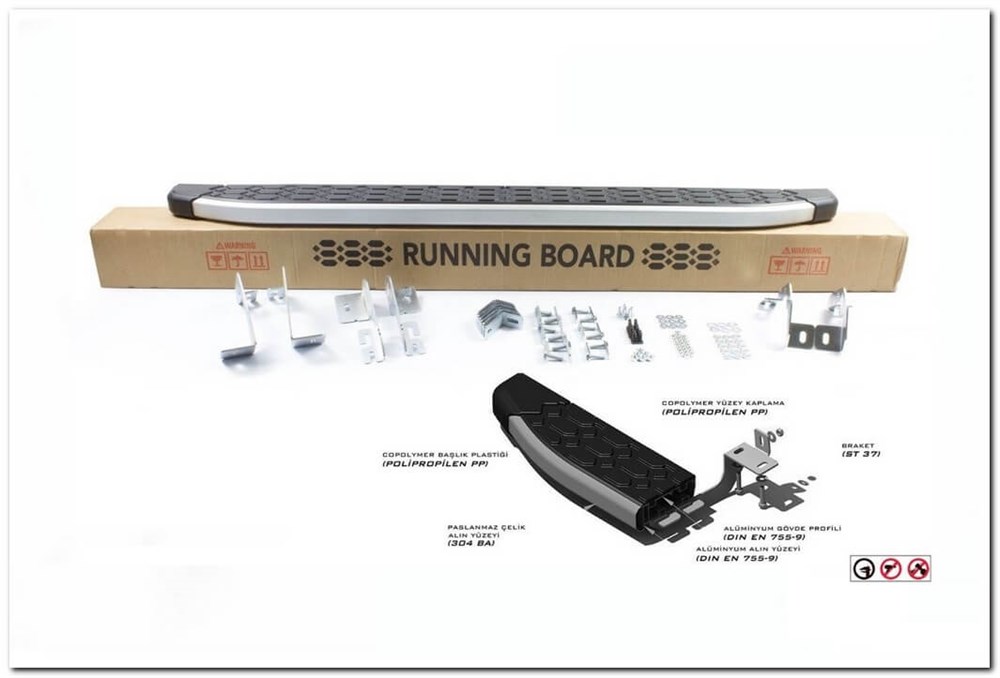 Omsa Line Fiat Doblo 2000-2009 Blackline Mat Alüminyum Alınlı Yan Basamak