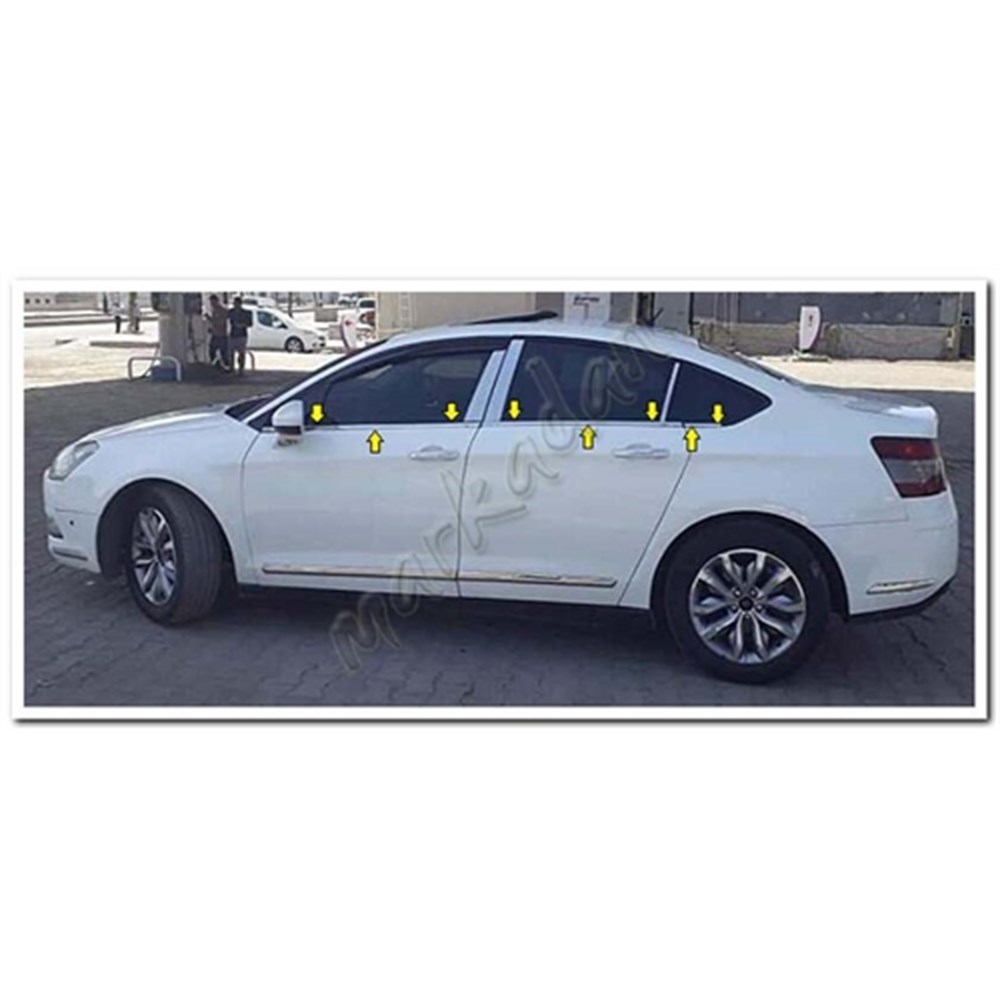 WOC Chrome Citroen C5 Krom Cam Çıtası 2008-2019 6 Parça Paslanmaz Çelik