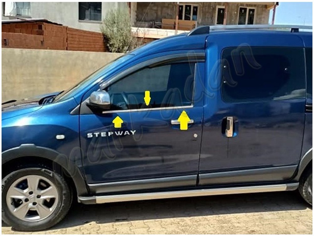 WOC Chrome Dacia Dokker Krom Cam Çıtası 2012-2021 2 Parça Paslanmaz Çelik