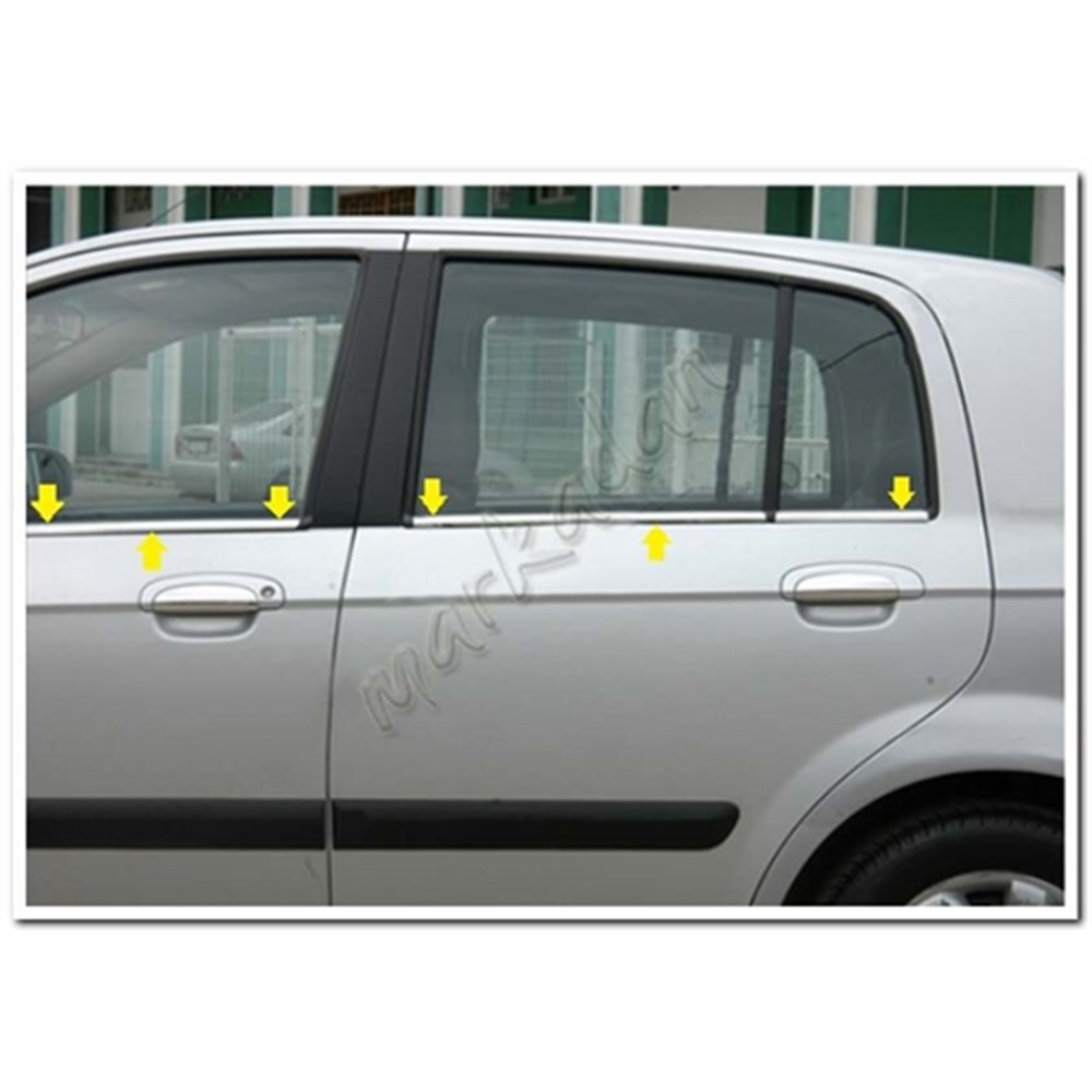 WOC Chrome Hyundai Getz Krom Cam Çıtası 2002-2011 6 Parça Paslanmaz Çelik