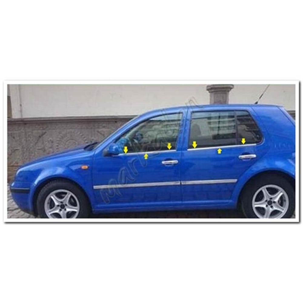 WOC Chrome VW Golf 4 Krom Cam Çıtası 1998-2004 4 Parça Paslanmaz Çelik