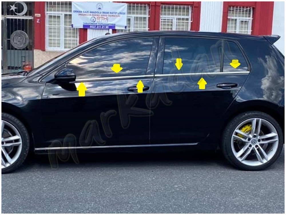 WOC Chrome VW Golf 7 Krom Cam Çıtası 2012-2020 4 Parça Paslanmaz Çelik
