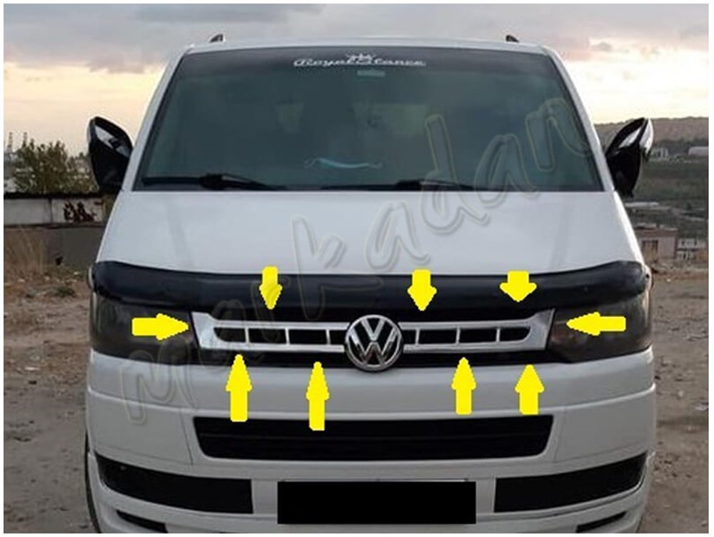 WOC Chrome VW T5 Transporter Krom Ön Panjur 2010-2014 2 Parça Paslanmaz Çelik