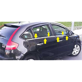DB Chrome Citroen C4 HB Cam Çıtası Nikelajı 2004-2010 8 Parça P.Çelik
