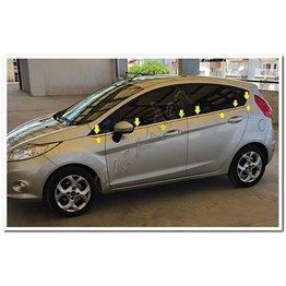 DB Chrome Ford Fiesta Cam Çıtası Nikelajı 2009-2017 8 Parça P.Çelik