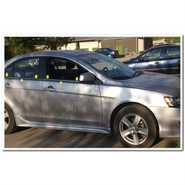 DB Chrome Mitsubishi Lancer Cam Çıtası Nikelajı 2008-2020 4 Parça P.Çelik