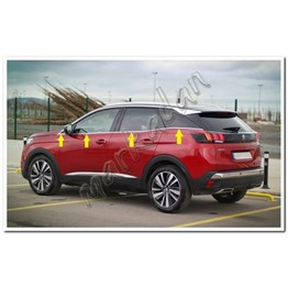 DB Chrome Peugeot 3008 Cam Çıtası Nikelajı 2016-2024 8 Parça P.Çelik