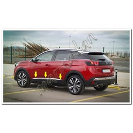 DB Chrome Peugeot 3008 Krom Yan Kapı Çıtası 2016-2024 4 Parça P.Çelik