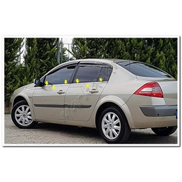 DB Chrome Renault Megane 2 Sedan Cam Çıtası Nikelajı 2004-2010 4 Parça P.Çelik