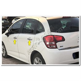 Markadan Citroen C3 Krom Kapı Kolu 2009-2016 4 Kapı Paslanmaz Çelik