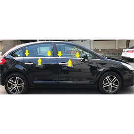 Markadan Citroen C4 HB Krom Cam Çıtası 2004-2010 8 Parça Paslanmaz Çelik