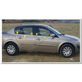 Markadan Renault Megane 2 Sedan Krom Cam Çıtası 2004-2010 4 Parça Paslanmaz Çelik