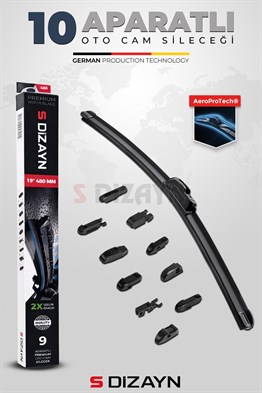 S-Dizayn 10 Aparatlı Oto Cam Sileceği 55 Cm 22 İnç Universal A+ Kalite