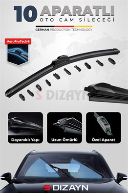 S-Dizayn 10 Aparatlı Oto Cam Sileceği 55 Cm 22 İnç Universal A+ Kalite