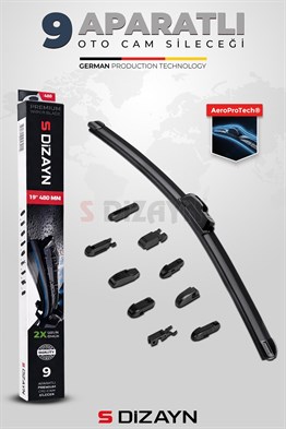 S-Dizayn 9 Aparatlı Oto Cam Sileceği 53 Cm 21 İnç Universal A+ Kalite